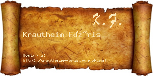 Krautheim Fóris névjegykártya